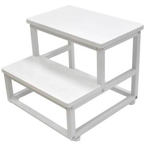 lot 9132 image: SZLHANJZ Nursery Step Stool, Wooden and Metal Foot Stool for Adult Kid, Steps for High Beds with Round Corners, Small Stepping Stool for Bedroom Kitchen, Load 500 LB, White