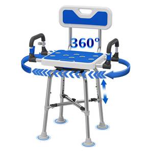 lot 9134 image: Swive Shower Chair with Arms and Back Heavy Duty 500 lbs for Seniors Elderly Disabled or Bariatric Adults Bench Seat for Inside Shower Stall and Bathroom Bath Tub Seats Adjustable Stool