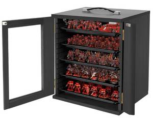 lot 9135 image: WELIDAY Miniature Storage Case for Collectibles, Miniature Display Cases with Magnetic Door and 6 Trays, Clear View Miniatures Transport Case (Black)