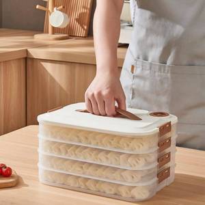 lot 9141 image: MANHONGYU 4-layer Food Storage Containers,Plastic Cookie Containers,Stackable Cookie Carrier, Dumpling Storage Box,Food Containers with Lids Airtight