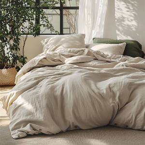 lot 11062 image: Bedsure Linen Duvet Cover King Size - Linen Cotton Blend Bedding Set, Soft & Cozy, 3 Pieces, 1 Duvet Cover 104x90 Inches and 2 Pillowcases, Light Khaki Color Cooling Bedding, Comforter Sold Separately