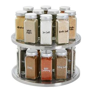 lot 11063 image: Juvale 2-Tier Lazy Susan Spice Rack Organizer for Cabinet - 10.5 in, Stainless Steel - Kitchen Countertop Organizer & Spice Carousel for Pantry Organization