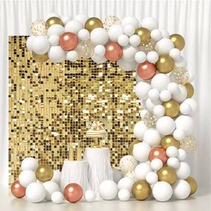 lot 13369 image: 4 FT x 6 FT Light Gold Shimmer Wall Backdrop,Shiny Sequins,24PCS Sequins Backdrop Decoration Panels, Glitter Bling Photo Background Decorations for Birthday Party Wedding Anniversary Graduation