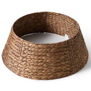 lot 13375 image: 28in Christmas Tree Collar - Woven Hyacinth Tree Collars for Artificial Trees - Rattan Rustic Farmhouse Basket for Tree Base Cover with Cord Cut-Out for 6ft 7.5ft Tree (Brown)