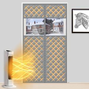 lot 13376 image: MAGZO Magnetic Thermal Insulated Door Curtain with Perspective Window, 48 x 80, Made of Oxford&Cotton, Weatherproofing Insulation Cover Blanket for WinterStandard Entry Doors, Keep Cold Out, Grey