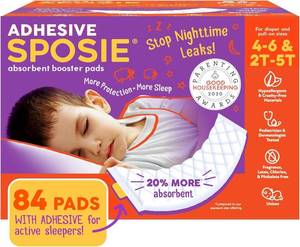 lot 13381 image: Sposie Diaper Booster Pads  Stop Leaks in Baby Overnight, Nighttime Diapers  Disposable Toddler Training Underwear Girls & Boys  Adhesive Diaper Pad  84 Count (Pack of 1)