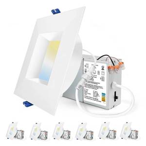 lot 13386 image: Adetu 4 Inch Anti-Glare LED Downlight,Dimmable Ceiling Light with 5CCT Reset,Selectable from 2700K to 5000K - 12W 1080LM, ETL Certified (White, 6 Pack Square)