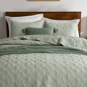 lot 13388 image: WDCOZY 100% Cotton Oversized King Quilt Set - Sage Green California Cal King Size Soft Lightweight Modern Bedspread, Farmhouse Country Rustic Coverlet, Textured Like Linen, Shabby Chic Bedding