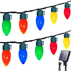 lot 13391 image: HSXLXSC C9 Solar Christmas Lights, 33ft 50LEDs Outdoor Christmas String Lights, 8 Lighting Modes, IP65 Waterproof Outdoor Indoor Vintage Fairy Lights for Christmas Tree Party Decor