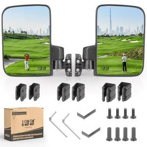 lot 13399 image: 10L0L Golf Cart Mirror No Drilling Side Mirrors Universal for Yamaha, Club Car, EZGO, Folding Side Rear View Mirrors Adjustable 180 Degree HD Glass