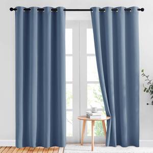 lot 13421 image: NICETOWN Stone Blue Blackout Curtains for Living Room 84 inches Long - Thermal Insulated Grommet Room Darkening Window Treatments Sound Reducing Drapes for Bedroom, 2 Panels, W52 x L84