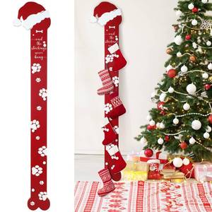 lot 13422 image: Cinnvoice 67 Inch Freestanding Christmas Stocking Holder with 6 Hooks Vertical Collapsible Holder Stand The Stocking were Hung Wood Sign for No Fireplace Small Homes Xmas Decoration