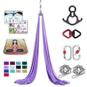 lot 13429 image: ZYOSJK 11 Yards Aerial Silks For Home Aerial Yoga Swing Aerial Yoga Hammock Swing Aerial Silk For Gymnastics (LIGHT PURPLE)