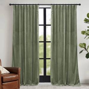 lot 13436 image: RYB HOME Sage Green Velvet Curtains 84 inches, Room Darkening Super Soft Velvet Drapes with Pleat Tape for Living Room, Thermal Insulated Window Treatment for Bedroom, W52 x L84 inch, 2 Panels