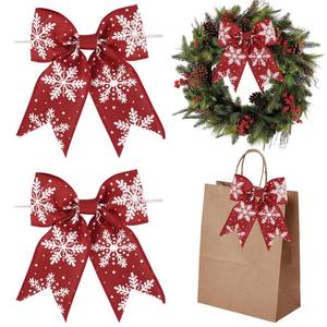 lot 14012 image: AIMUDI Red Christmas Bows for Wreaths 6 Xmas Snowflake Bows Burlap Bow for Christmas Trees Twist Tie Bows for Gift Wrapping Crafts Fireplaces Presents Winter New Year Decor, 12 PCs