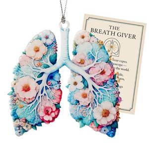 lot 14021 image: Duducraft Respiratory Therapist Gifts, Suncatcher Effect Christnas Ornament for Respiratory Therapist, Floral Lung Suncatcher Ornament for Women, Easter Day Gifts