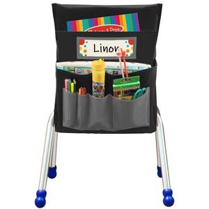 lot 14035 image: AUVCAS Black Chair Back Pocket School Seat Chair Storage Pocket Organizer with Label Slot Multiple Pockets for School Home Classroom Preschool Daycare