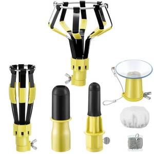 lot 14048 image: Dreyoo 4 Pieces Set Light Bulb Changer, Suction Cup and Cage Changer for Incandescent, Floodlight, Broken Bulb and Recessed Lights, Compatible with Standard Extension Pole, Pole Not Included (Yellow)