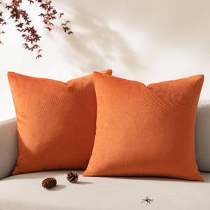 lot 14049 image: Phantoscope Pack of 2 Velvet Decorative Throw Decorative Pillow Cover Soft Solid Square Cushion Case for Couch Burnt Orange 18 x 18 inches 45 x 45 cm