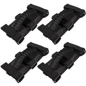 lot 14066 image: 4 x Roll Bar Grab Handles Grip Handle for Jeep Wrangler JK JKU JL JLU TJ YJ Sports Sahara Freedom Rubicon Unlimited Gladiator JT 1955-2023 UTV ATV Premium 550 Paracord Interior Accessories (Black)