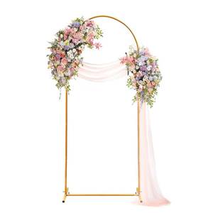 lot 14072 image: Kijamilee Metal Arch Backdrop Stand 6FT, Gold Wedding Arch Stand Frame, Square Balloon Arch Stand for Wedding Ceremony, Party, Baby Shower Decoration, Graduation Ceremony, Door Frame Back Drop Stand