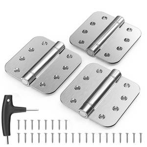 lot 14073 image: KOLET Self Closing Door Hinges, 4 x 4 Inches Door Hinges with Auto Close, 58 Radius Corners Spring Hinges, Heavy Duty Stainless Steel, Long-Lasting, Brushed Nickel, 3 Pack