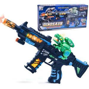 lot 14074 image: JOCOUNY Light Up Toy Gun - Retractable Dinosaur & LED Lights & Sound Effect & Barrel Telescopic Actions - Pretend Play Props Toy Machine Guns Toys, Christmas Birthday Gifts for Boys Kids