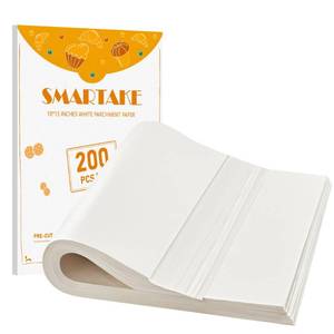 lot 14075 image: SMARTAKE 200 Pcs Parchment Paper Baking Sheets, 10x15 Inch Non-Stick Precut Baking Parchment, Suitable for Baking Grilling Air Fryer Steaming Bread Cup Cake Cookie and More (White)