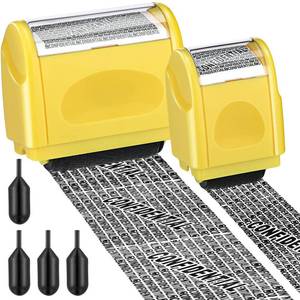 lot 14079 image: Nezyo 2 Pack Identity Protection Roller Stamp Identity Theft, Confidential, Privacy Roller Stamp Information Blocker and 4 Pack Refill Ink for ID Account Data Address Security(Yellow)