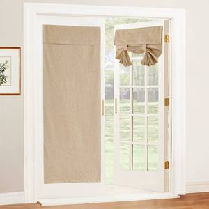 lot 14090 image: RYB HOME 100% Blackout Tricia Door Curtains, Linen Textured Blend Thermal Insulating Privacy French Door Window Tie Up Shades Living Room Curtains for Kitchen, W 30 x L 69 inches, Camel, 1 Panel