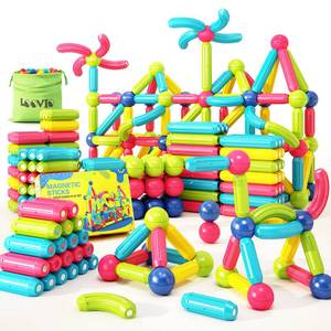 lot 14093 image: Loovio Magnet Toys for 3 Year Old Boys & Girls, Montessori Toys for Toddlers Kids, Magnetic Blocks Building DIY Learning Educational Toys Gift- Starter Set