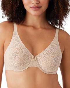 lot 14097 image: Wacoal WomensSand Halo Lace Unlined Convertible Underwire Bra, Natural Nude, 30D