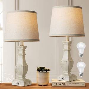 lot 19302 image: ROTTOGOON Dimmable Table Lamps Set of 2, Rustic Farmhouse Table Lamps for Living Room Bedroom, Bedside Desk Lamps for End Tables, Touch Lamps for Nightstand, 9W Bulbs Included, 22, Antique White