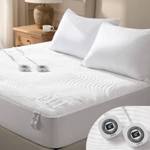 lot 19304 image: Bedsure Heated Mattress Pad King - Luxury Soft Electric Bed Warmer with Memory & Preheat Functions, 12-Hour Auto Off & 10 Heat Settings with Dual Controllers, Fast Heating, Deep Pocket, 78x80