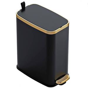 lot 19308 image: CEROELDA Small Bathroom Trash Can with Lid Soft Close-5L1.3 Gal Slim Garbage Can-Metal Step Wastebasket-Rectangle Narrow Waste Bin for Office, Bedroom, Toilet, Live Room-Black