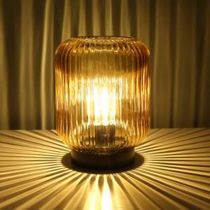 lot 19309 image: LUSHARBOR Battery Operated Lamp, Cordless Table Lamps for Home Decor, Battery Powered Nightlight with LED Bulb, Decorative Glass Beside Lamp for Bedroom Living Room-Gold