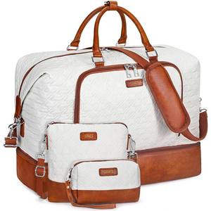 lot 19312 image: Travel Weekender Bag for Women, 21 Overnight Bag with Shoe Compartment 50L Large Travel Duffel Bag Carry On Tote for Weekend, Overnight, Business Trips, Water Resistant