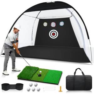 lot 19314 image: Golf Net 10 x 7ft Golf Hitting Practice Net for Backyard Driving, Indoor & Outdoor Chipping Training Net with Mat, Targets & Balls, Ideal Gifts for Christmas Him Men Dad Husband Grandpa Boys Golfers