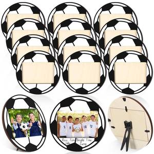 lot 19316 image: Qunclay 12 Pcs Soccer Picture Frame Wooden Photo Soccer Frame Sport Picture Tabletop Gifts for Athlete Coach Team Sports Party, Display 4 x 6 Photos
