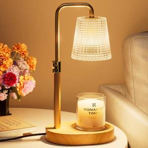lot 19319 image: Aluminum Candle Warmer Lamp with Timer Dimmer Adjustable Height Flameless and Smokeless Safety Candle Lamps, Birthday Gifts for Women Mom, House Warming Gifts New Home Decor - Transparent Glass
