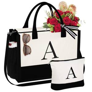 lot 20299 image: YOOLIFE Valentines Day Gifts for Women - Birthday Gifts for Women Mom Daughter Sister Friends Teacher, Personalized Initial Tote Bag, Womens Canvas Tote Bag, Letter A