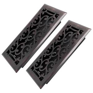 lot 20301 image: Howeall 4x10 Inches 2 Pack Heavy Duty Walkable Floor Register - Easy Adjust Air Supply Lever Decorative Floor Vent Covers - Savannah Design Vent Covers for Home - Oil Rubbed Bronze