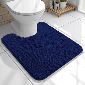 lot 20303 image: OLANLY Toilet Rugs U-Shaped 20x20, Extra Soft Absorbent Chenille Contour Bathroom Rugs for Toilet, Dry Quickly, Machine Washable, Non-Slip Bath Mat, Navy