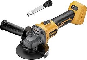 lot 3933 image: Brushless Angle Grinder, for DEWALT 20V Battery, 4-12 Cordless Small Angle Grinder with Auxiliary Handle, 10 Sandpapers, 2 Cutting & 2 Grinding Wheels, Pin Wrench, Lock-on Slide Switch for Polishing