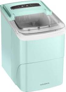 lot 3937 image: Insignia Portable Bullet Ice Maker - Mint Green One side of the ice pusher is disconnected but looks like it could be put back on as seen in picture. Has been tested and does work