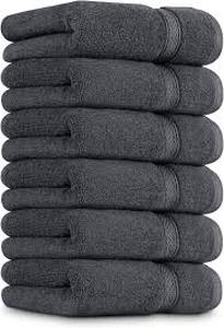 lot 5532 image: Utopia 100% Cotton Black Bath Towels Set Of 6