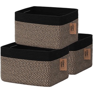 lot 5545 image: COMFY-HOMI 3PACK Cotton Rope Square Basket with Handles for ShelvesDog Toy Bin and StorageBaby GiftShoe Organizer