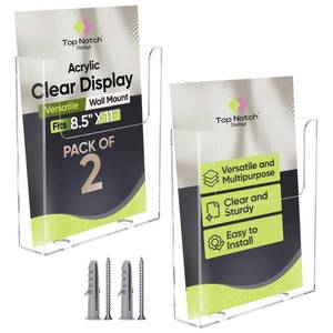 lot 1578 image: Top Notch Displays Acrylic Brochure Holder for Wall Mounting, Clear Display for 8.5 x 11 Flyers, Literature Holder for Magazines, Pamphlets, Menus, Includes Screws & Plastic Anchors �� Pack of 2