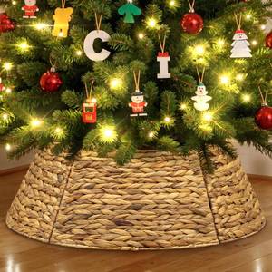 lot 1580 image: Lanpn Natural Rattan Christmas Tree Collar 28 inch, Decorative Wicker Woven Tree Skirt Ring Stand Base Cover Rustic Farmhouse for Small mini Pencil Silm Artificial Trees Xmas Decor (Oringinal)
