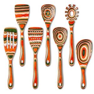 lot 1615 image: Gudamaye Pakkawood 7-Piece Red Wooden Cooking Utensils, Wooden Spoons for Cooking,Wooden Spoon Set, Wooden Kitchen Utensil set, Pakkawood kitchen Utensils for Serving, Bridal Shower Gifts